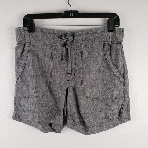 Athleta Pants - Athleta Women's 6 Flint 100% Linen Pull On Shorts Heather Gray Beach Casual
